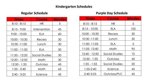 Kinder Schedule
